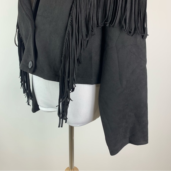 Shein Curve Black Fringe Faux Suede Jacket 4X - Picture 8 of 13